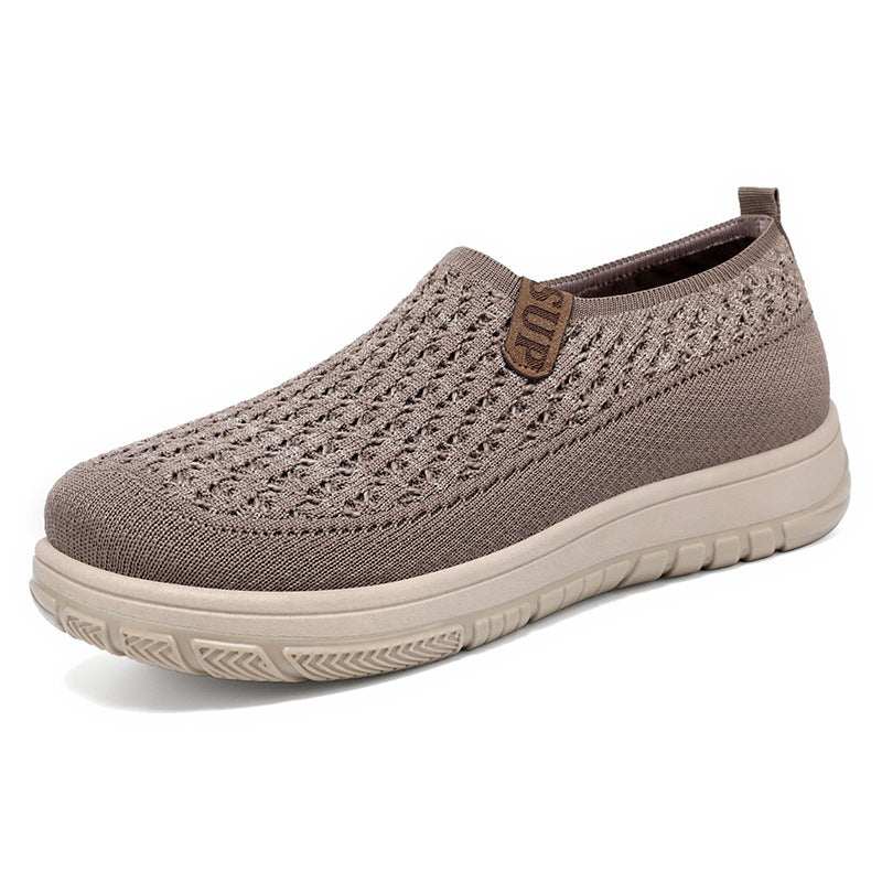 Damen nan gestrickter Komfort-Slip-On-Sneaker mit sockenähnlichem Schaft, atmungsaktiver 3D-Struktur und dämpfender EVA-Sohle Drune
