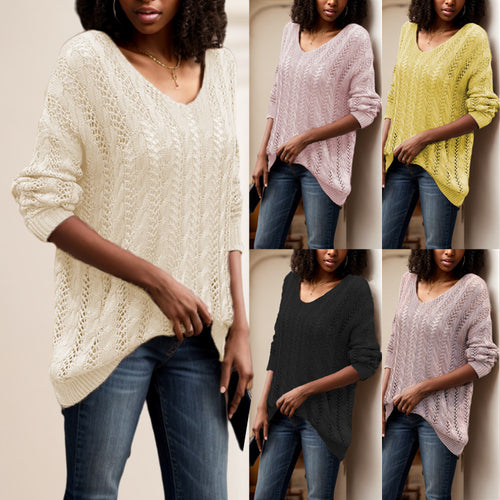 Damen Strickpullover mit luftiger Lochmusterung und weitem Schnitt Drune