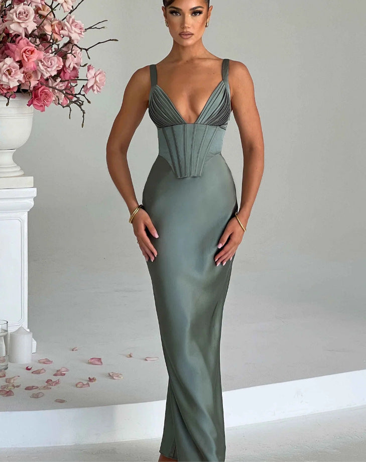 Damen Abendkleid mit Korsett-Oberteil und schimmerendem Finish Drune