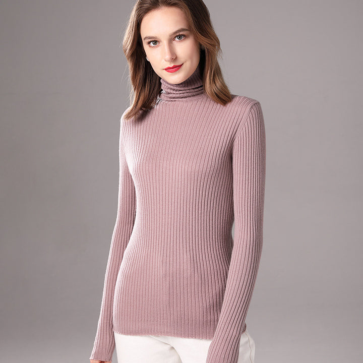 Damen Rollkragenpullover mit feiner Rippstruktur und figurbetonter Passform Drune
