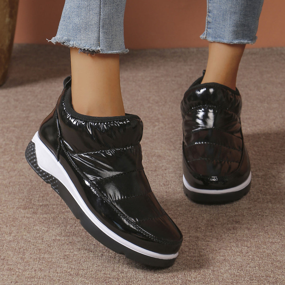 Damen nan gesteppte gefütterte Slip-On Winter-Sneaker mit elastischem Schaft und gepolstertem Komfortfußbett Drune