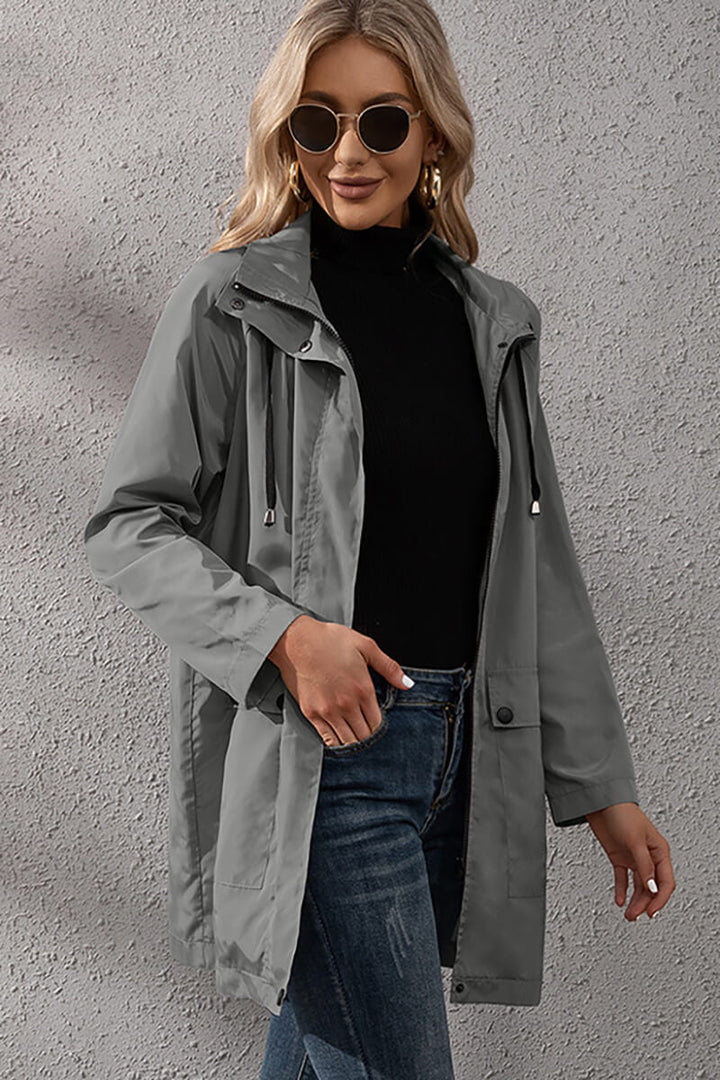 Drune | Kapuzen-Regenjacke - Verstellbare Taille - Wasserabweisend - Legere Oberbekleidung