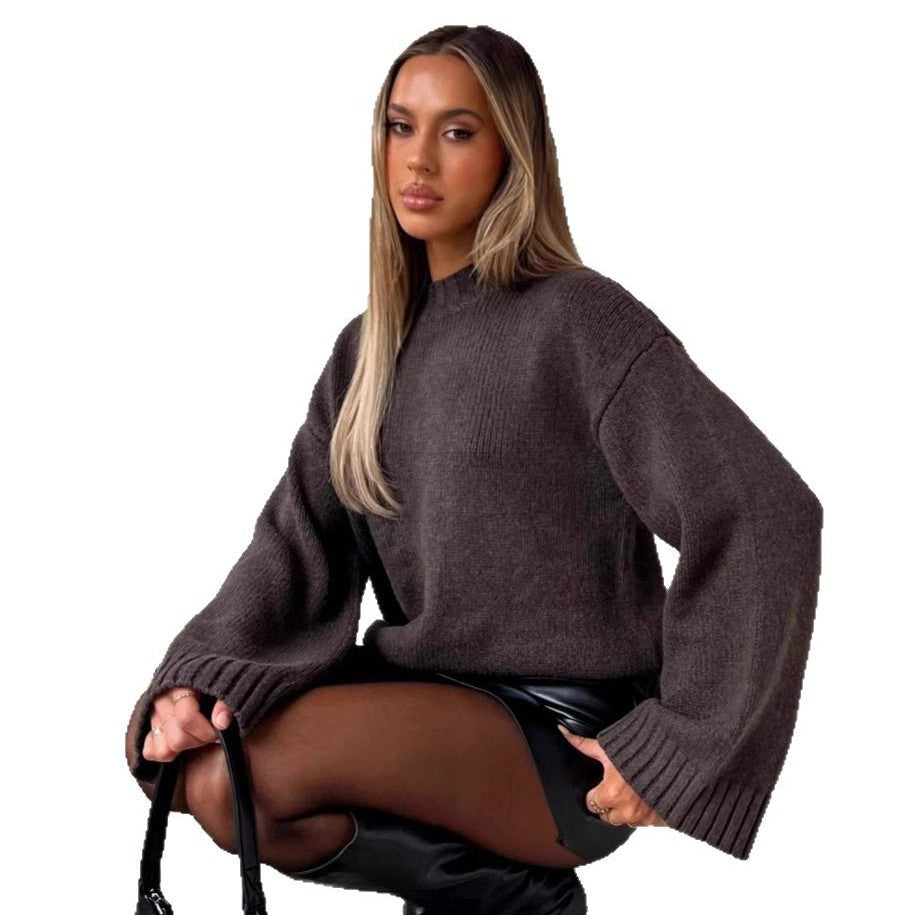 Damen Strickpullover mit weitem Schnitt und elegantem Rollkragen Drune