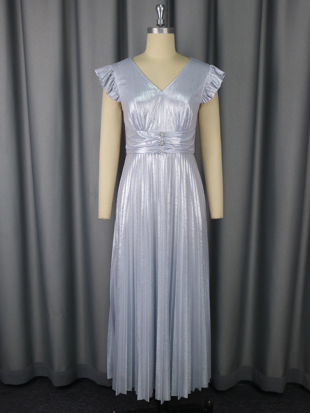 Damen elegantes Maxikleid mit schimmerndem Obermaterial und strukturiertem Taillenteil Drune