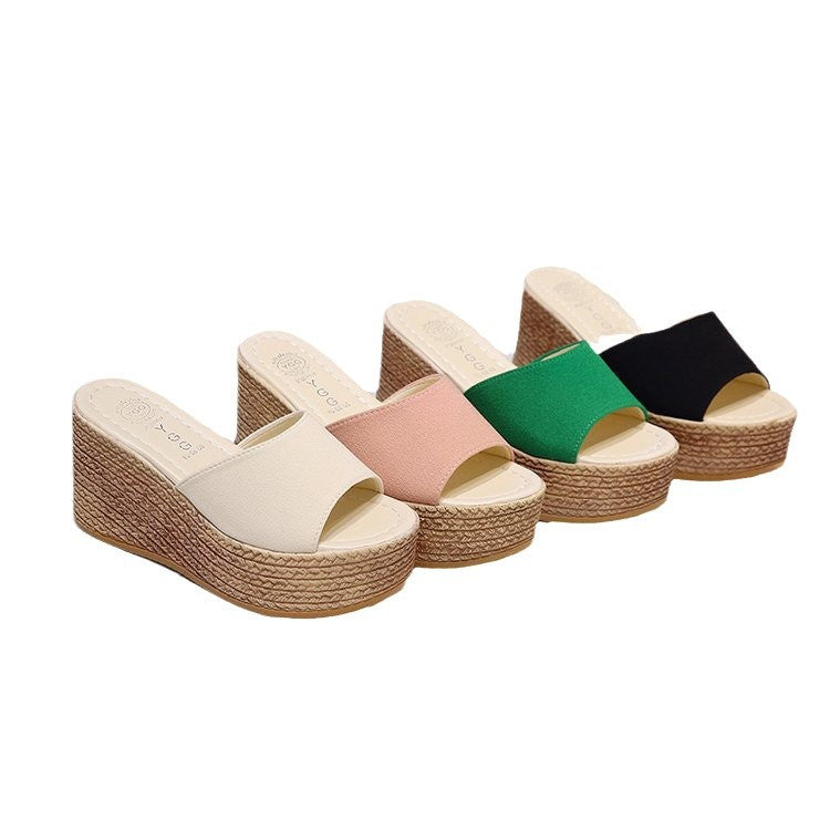 Damen Wedge-Pantoletten mit weichem Obermaterial und bequemer Sohle Heidi-Mode