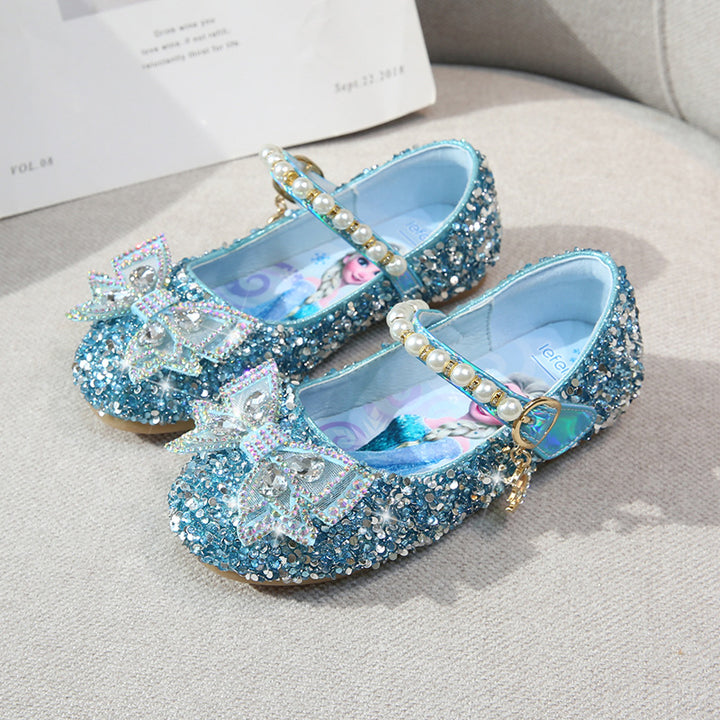 Mädchen Glitzernde Ballerinas mit perlenbesetztem Riemen Drune