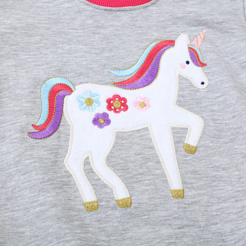 Mädchen Sweatshirt mit buntem Einhorn-Motiv Drune