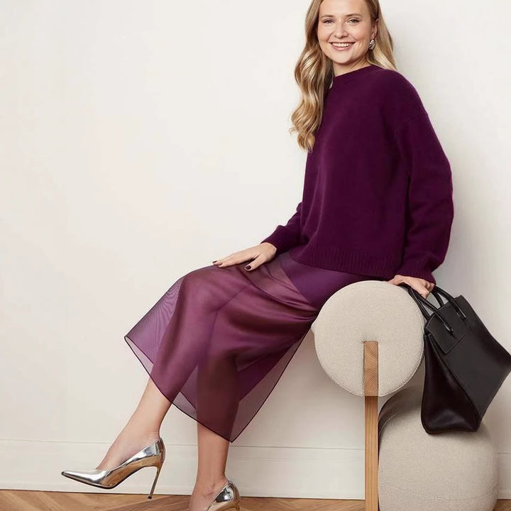 Damen Langer Chiffon-Rock mit seitlichem Schlitz und eleganter Silhouette Drune