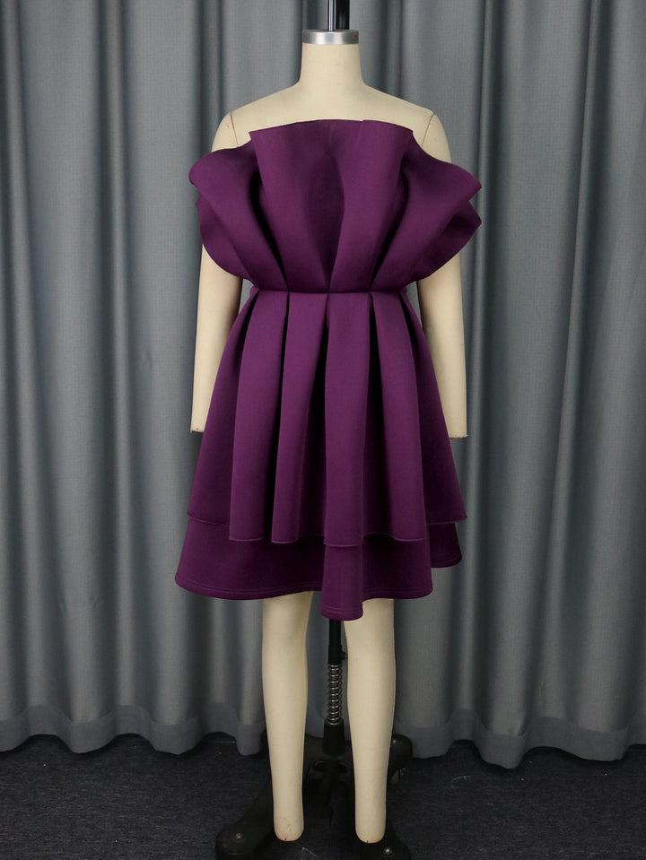 Damen Glamouröses Cocktailkleid mit voluminösen Rüschen Drune