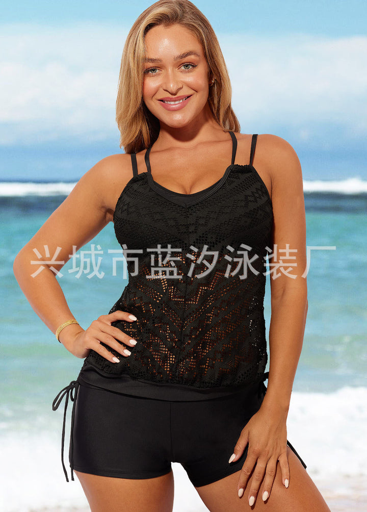Damen Badekleid mit raffinierter Raffung und elegantem Spitzenmuster Drune