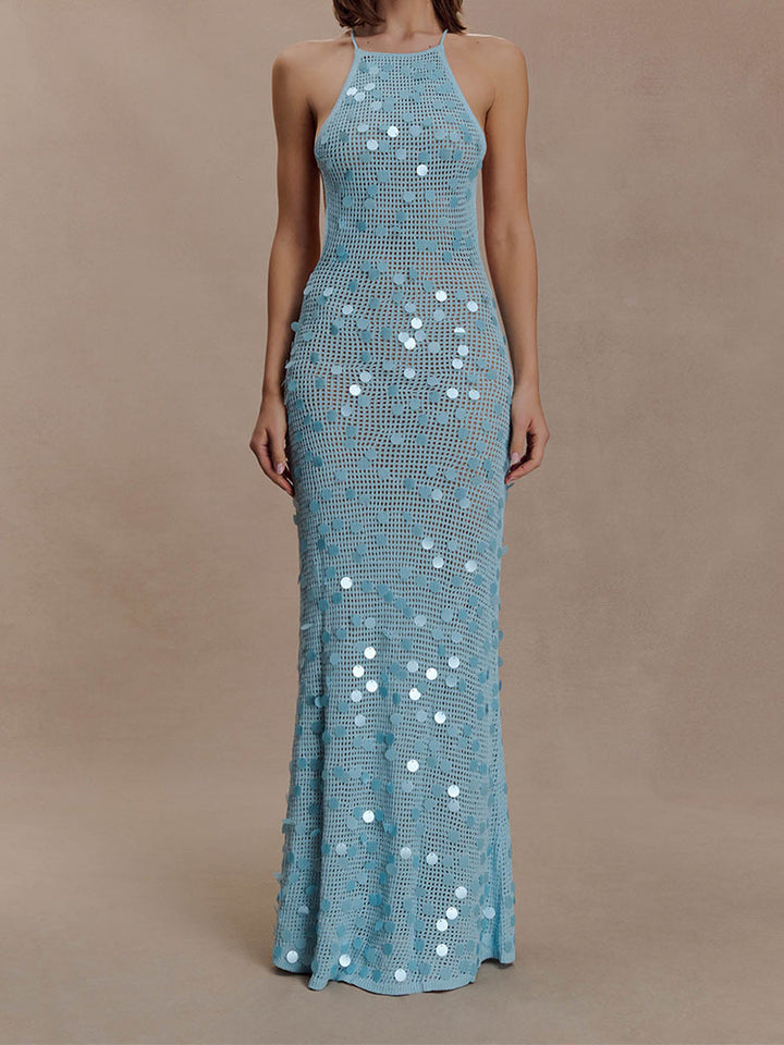 Damen Elegantes Maxikleid mit funkelnden Applikationen Drune