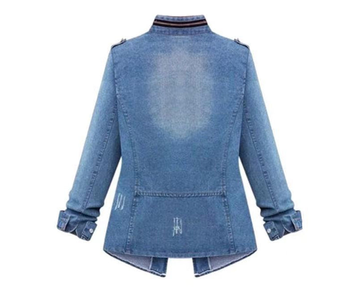 Damen Denim-Jacke mit praktischen aufgesetzten Taschen und Kordelzug Drune