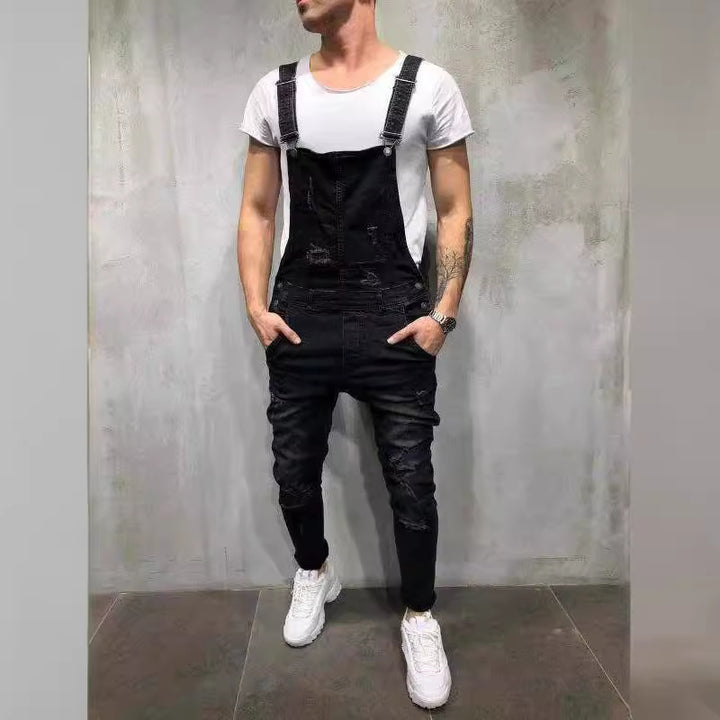 Herren Latzhose im modernen urbanen Stil mit stylischen Zerstörungen Drune