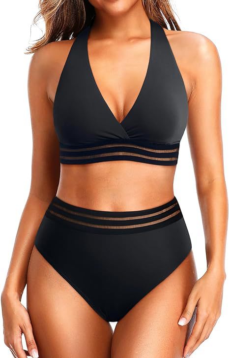 Damen Sportlicher hochtaillierter Bikini Drune