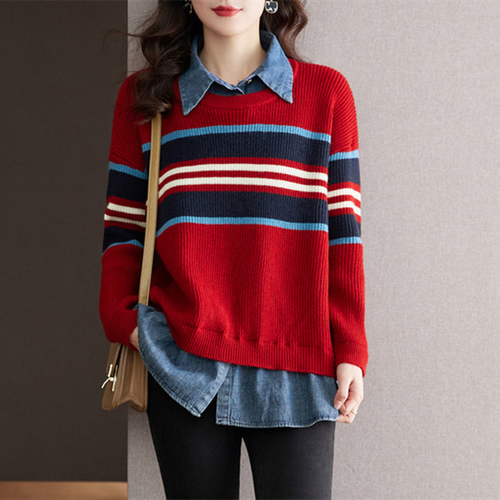 Damen gestreifter Strickpullover mit lässigem Schnitt und angenehmem Tragegefühl Drune