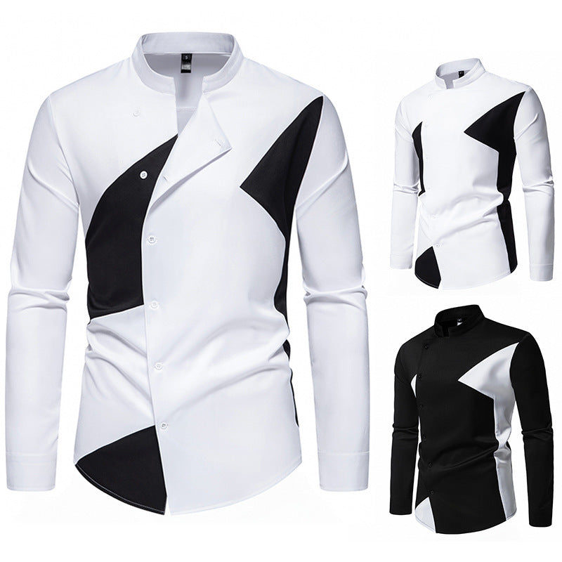Herren modisches Designerhemd mit asymmetrischem Schnitt und innovativem Knopfdesign Drune