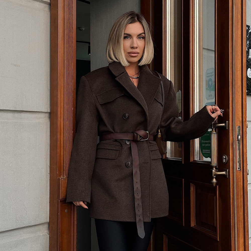 Damen Trendige Utility-Jacke aus hochwertigem Material mit doppelter Knopfreihe und praktischen Taschen Drune