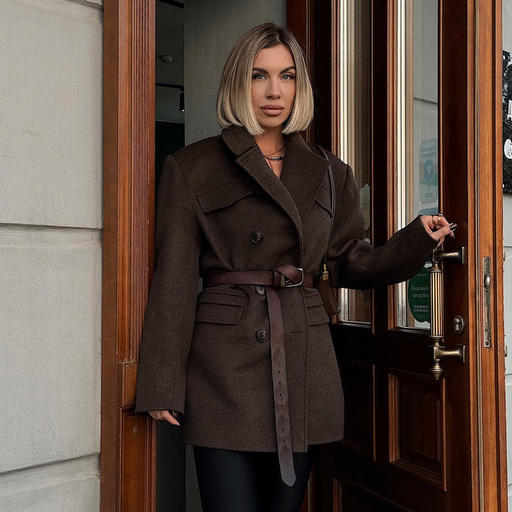 Damen Trendige Utility-Jacke aus hochwertigem Material mit doppelter Knopfreihe und praktischen Taschen Drune
