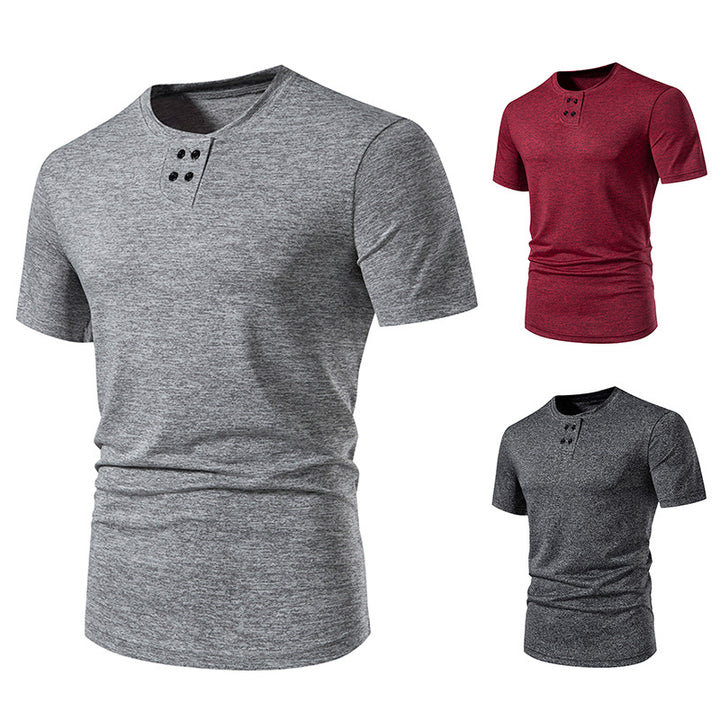 Herren modisches T-Shirt mit strukturiertem Obermaterial und asymmetrischem Kragen Drune