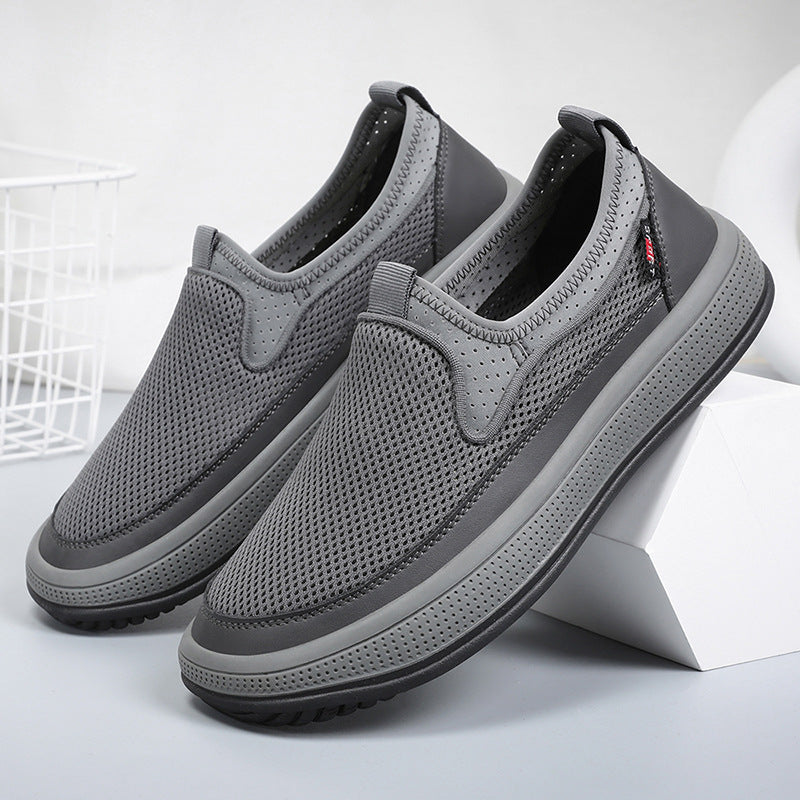 Herren nan atmungsaktiver Slip-On Mesh-Sneaker mit elastischem Einstieg und perforierter EVA-Plateausohle Drune