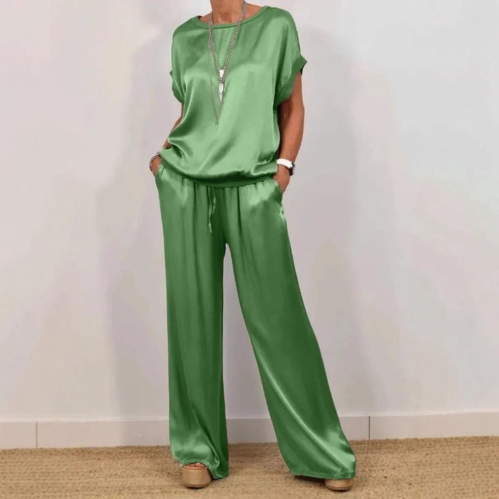 Damen elegantes Lounge-Set mit fließendem Schnitt und elastischem Bund Drune