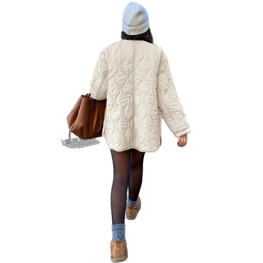 Damen Steppjacke mit großen Taschen und Rundhalsausschnitt Drune
