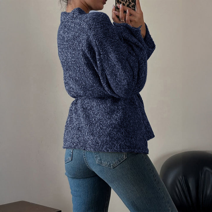 Damen nan oversize Bouclé-Strickjacke mit Taillengürtel und Kimonoärmeln Drune