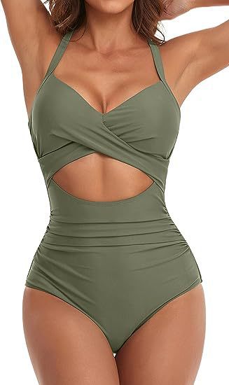 Damen Cut-Out Badeanzug mit Kreuzgurt Drune