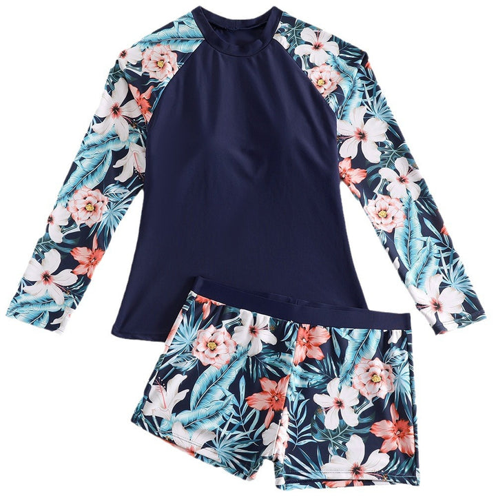 Drune | Damen UV-Schutz Surfanzug mit floralem Design und kontrastierenden Ärmelakzenten