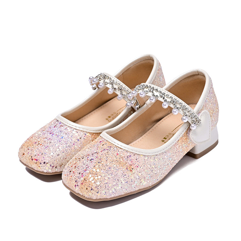 Mädchen Glitzernde Mary Jane Ballerinas mit Perlen und Schleifendekor Drune