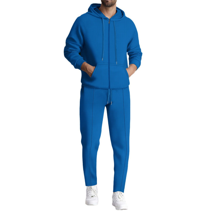 Herren nan Struktur-Fleece Zip-Hoodie mit Kängurutaschen und schmal zulaufender Jogginghose Drune