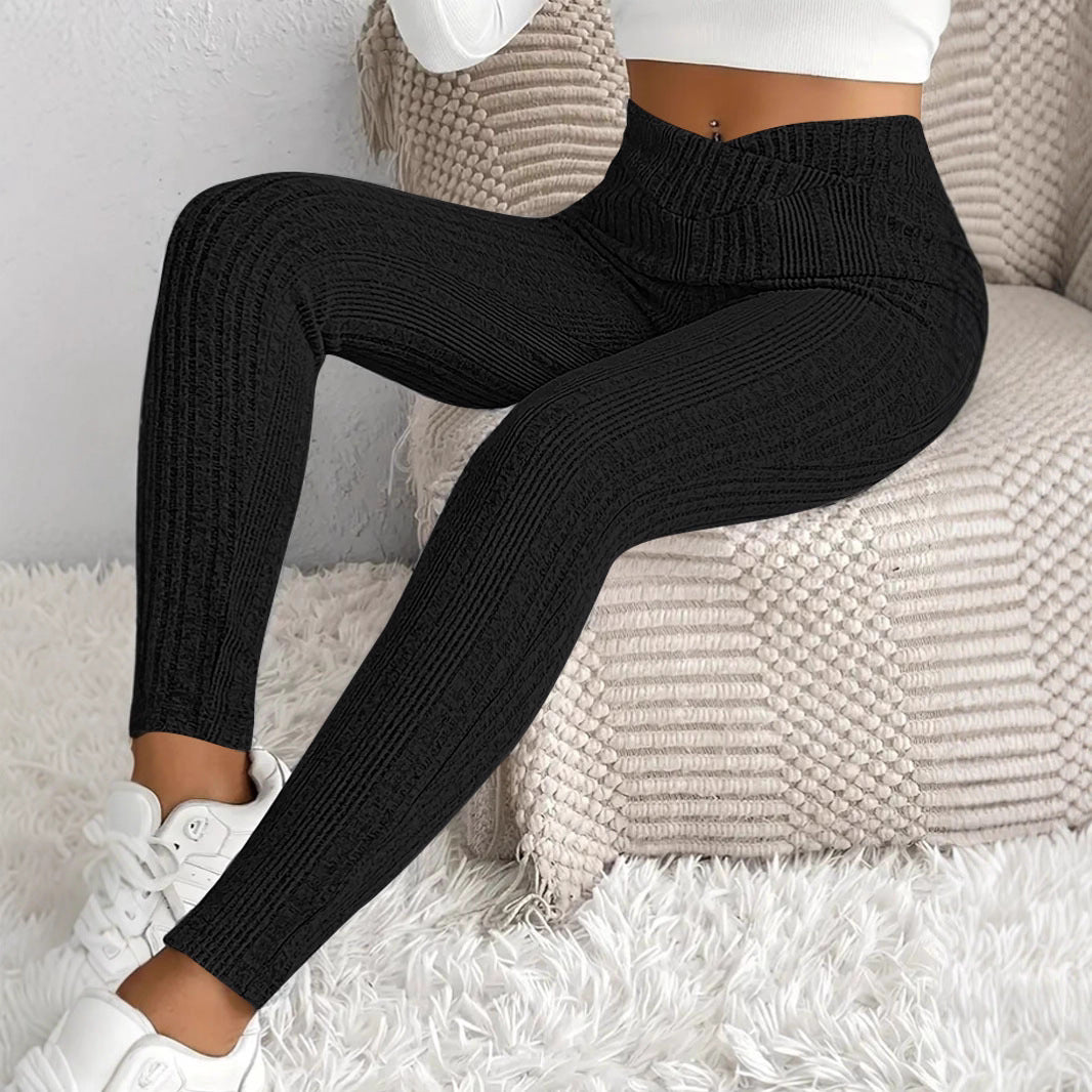 Damen figurbetonte Leggings mit stylish Streifenmuster Drune