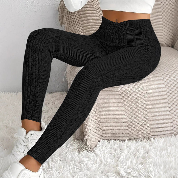 Damen figurbetonte Leggings mit stylish Streifenmuster Drune