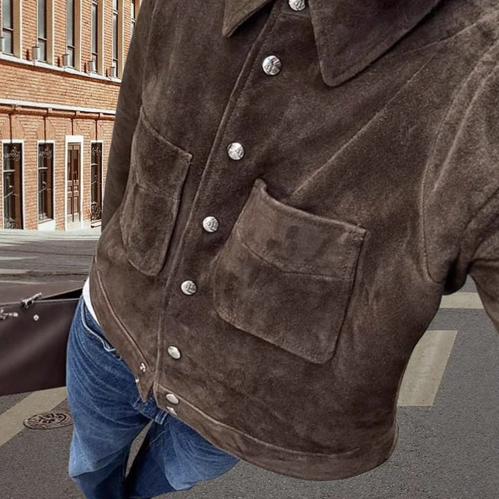 Damen Modische Wildlederjacke mit praktischen Klappentaschen Drune