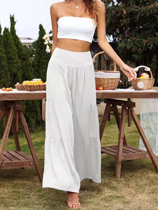 Damen Weite Sommerhose mit luftiger Schnittführung und elastischem Bund Drune