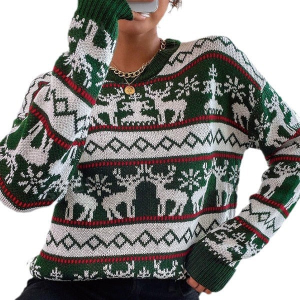 Damen Weihnachtspullover mit modernem Rentier-Muster und exklusiver Strickqualität Drune