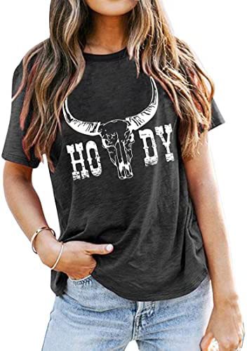 Damen Vintage-inspiriertes Grafik-T-Shirt mit Western-Schädel-Design Drune