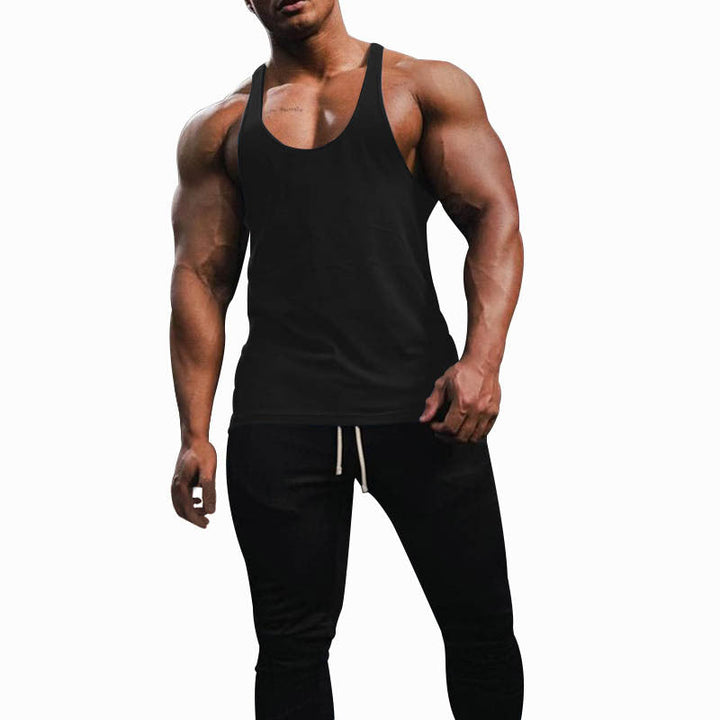 Herren nan athletisches Tanktop mit tiefem Armausschnitt und schmalen Trägern am Rücken aus Baumwollstretch Drune