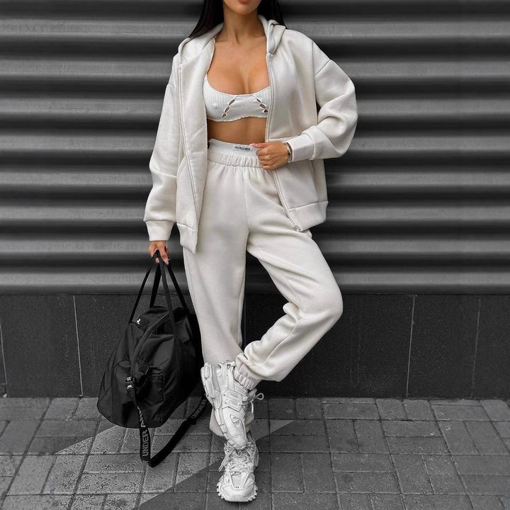 Damen Sportliches Set aus Kapuzenjacke und Jogginghose Drune