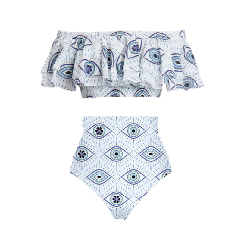 Damen Bikiniset mit voluminösem Rock und Rüschenoberteil Drune