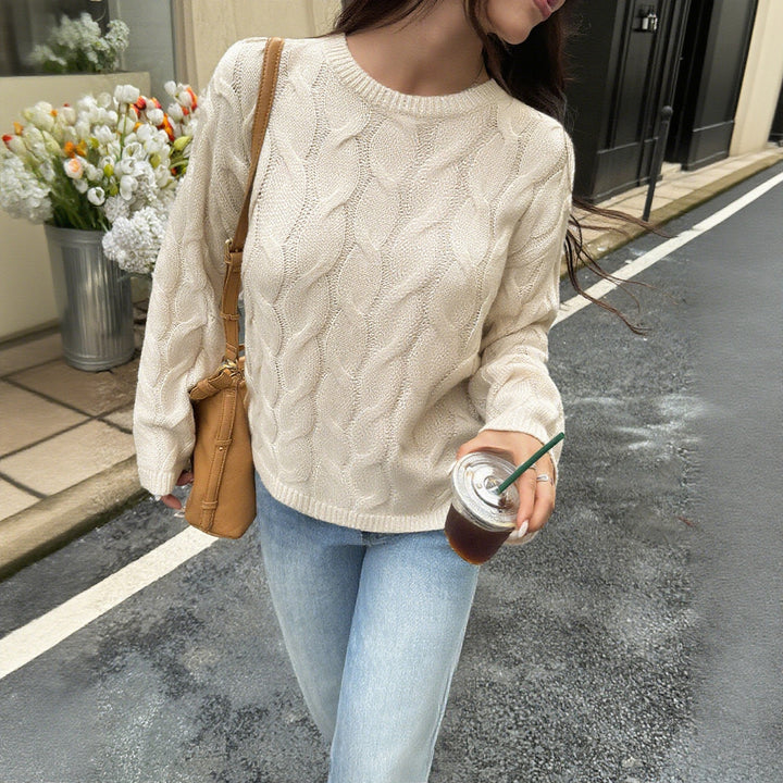 Damen Grobstrickpullover mit Wellenmuster Drune