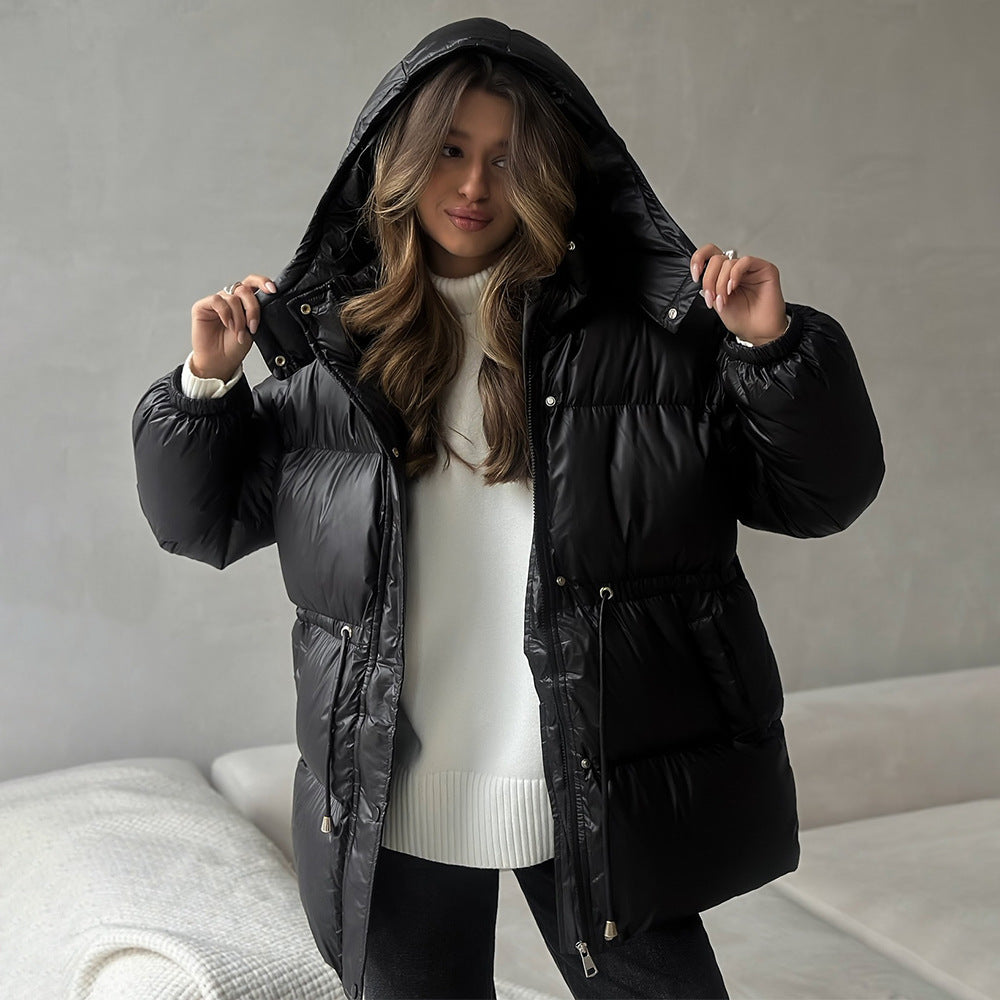 Damen Steppjacke mit verstellbarem Bund und Kapuze Drune