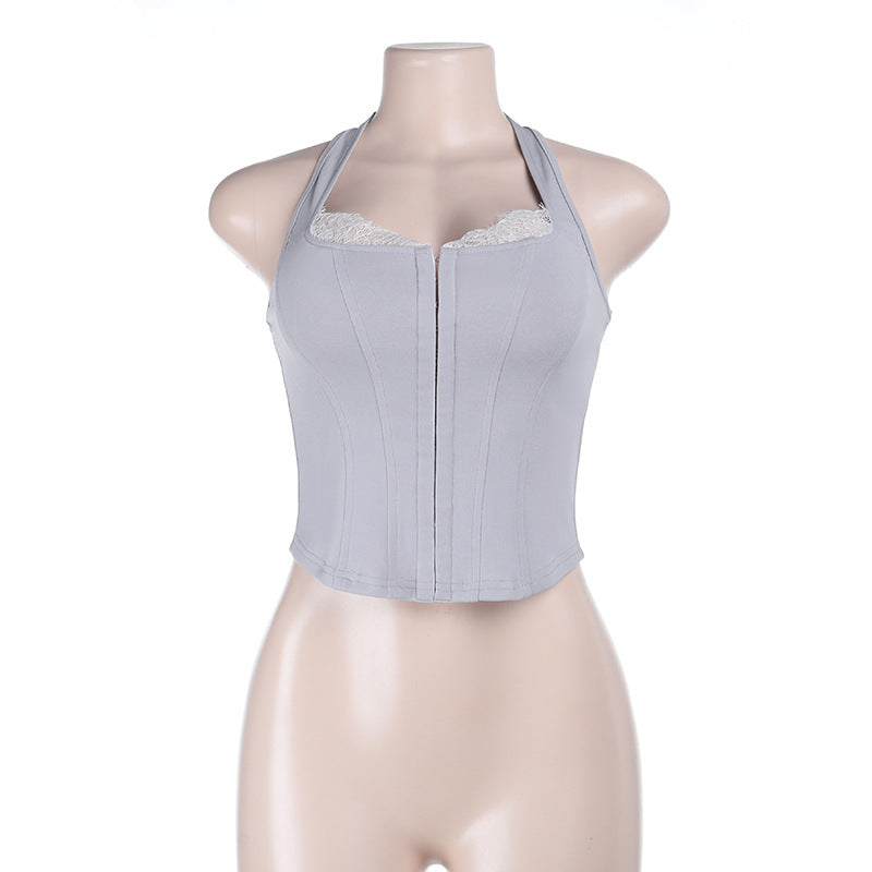 Damen figurbetontes Bustier-Top mit Spitzenakzenten Drune