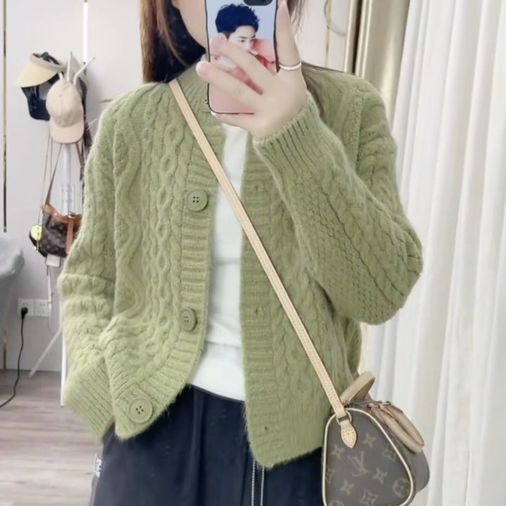 Damen Kuschelige Strickjacke mit Zopfmuster Drune 1772285547