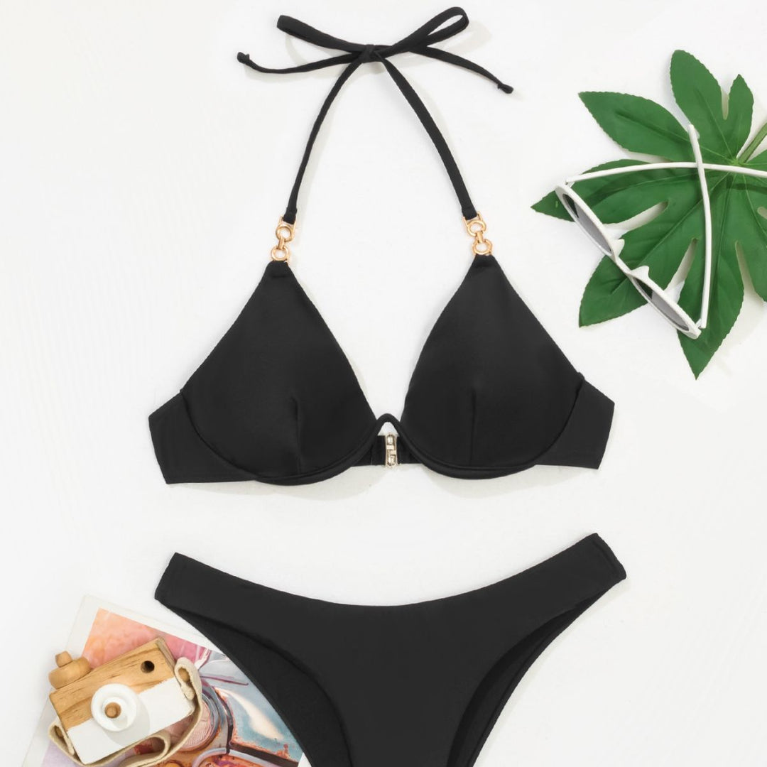Damen Triangel-Bikini mit verstellbaren Trägern und Push-Up-Cups Drune