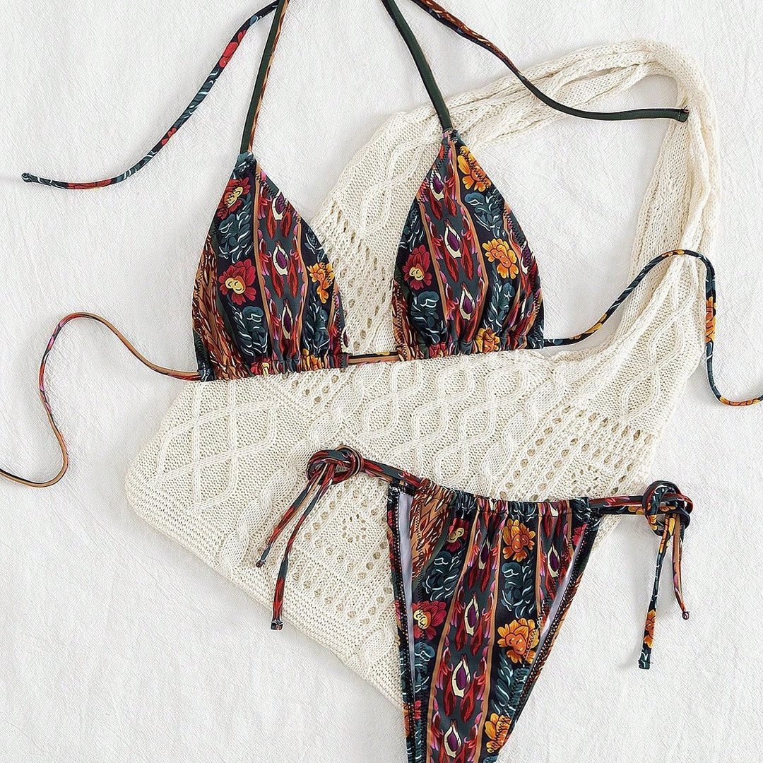 Damen Triangel-Bikini mit floralem Muster Drune