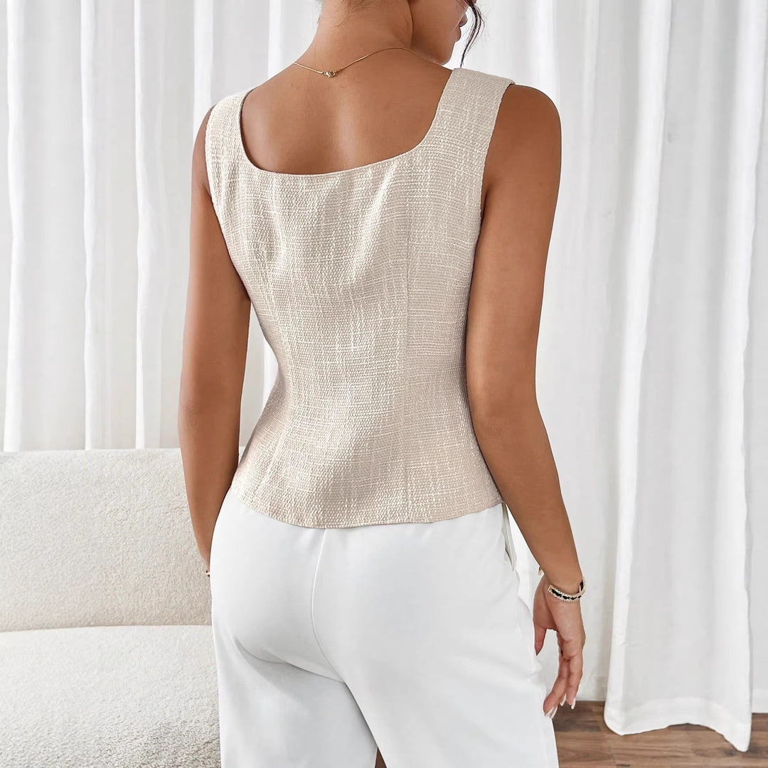 Damen Elegant geschnittene Weste mit Knopfdetail Drune
