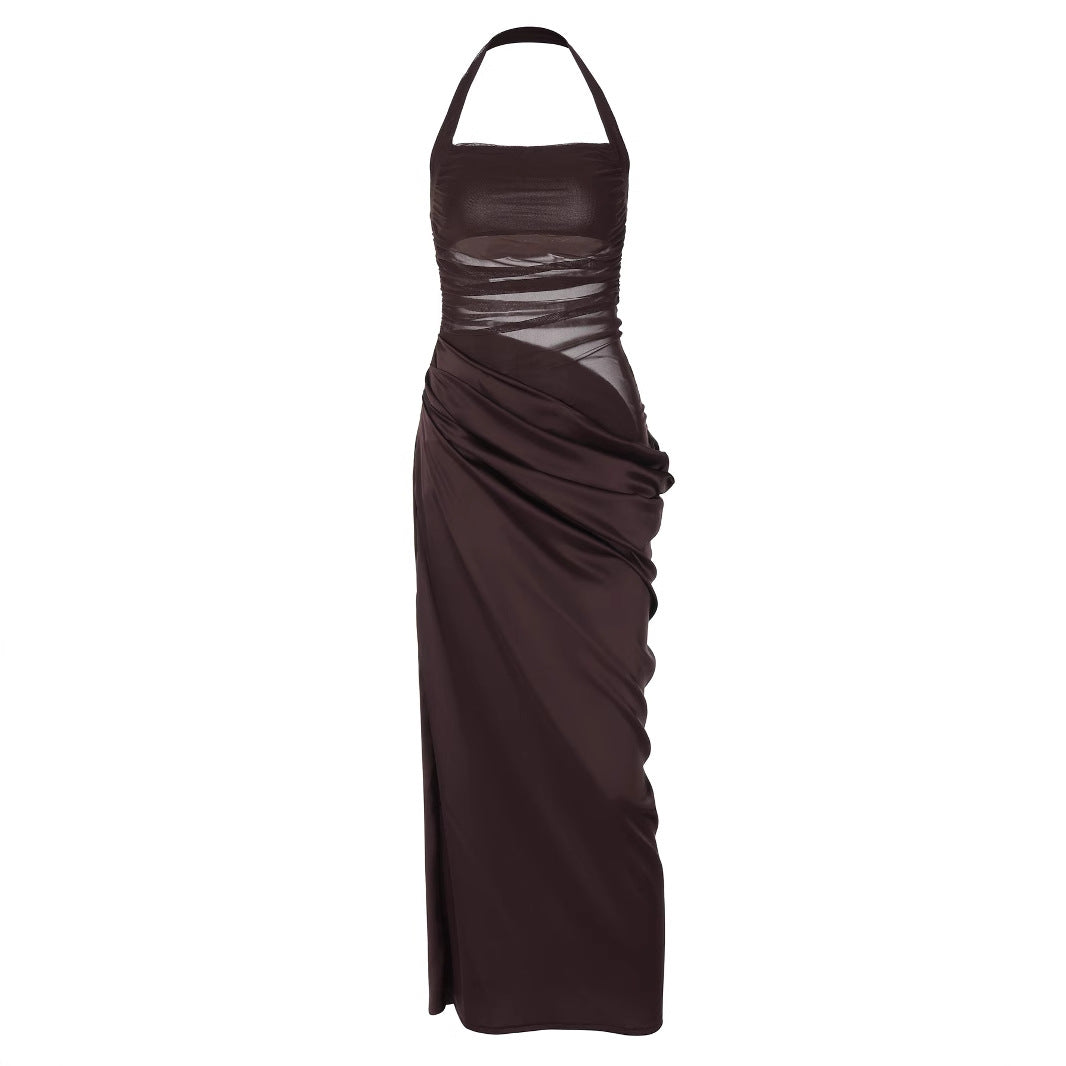 Damen Elegantes Maxikleid mit raffinierten Drapierungsdetails Drune