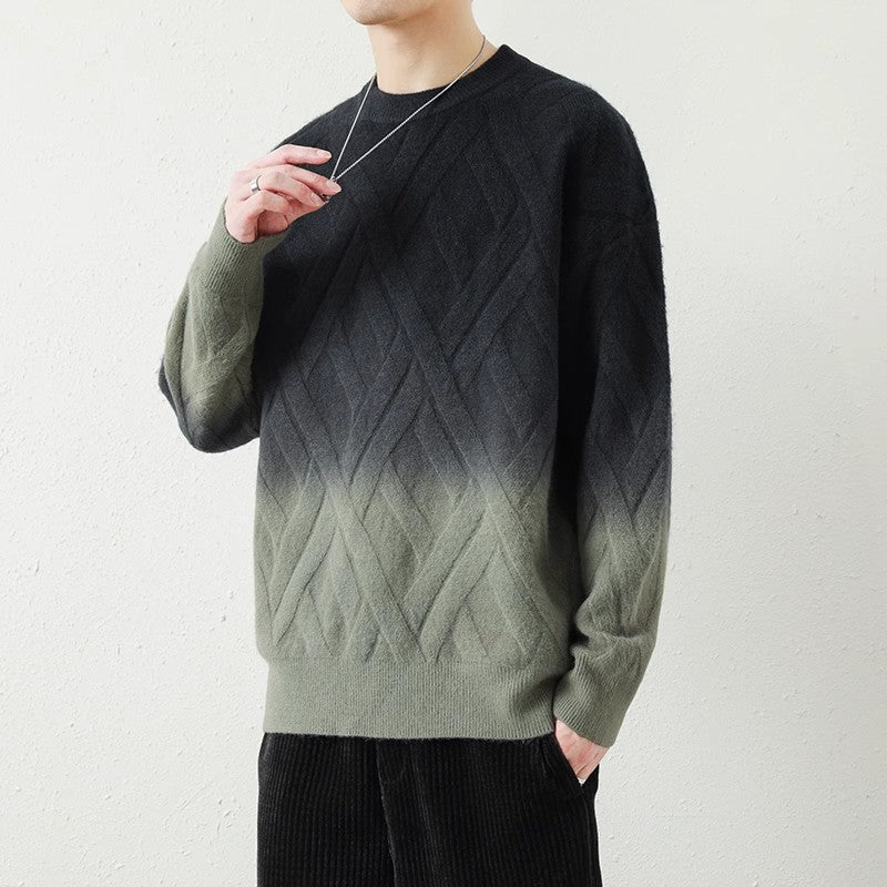 Herren Gemusterter Strickpullover mit modischem Farbverlauf Drune