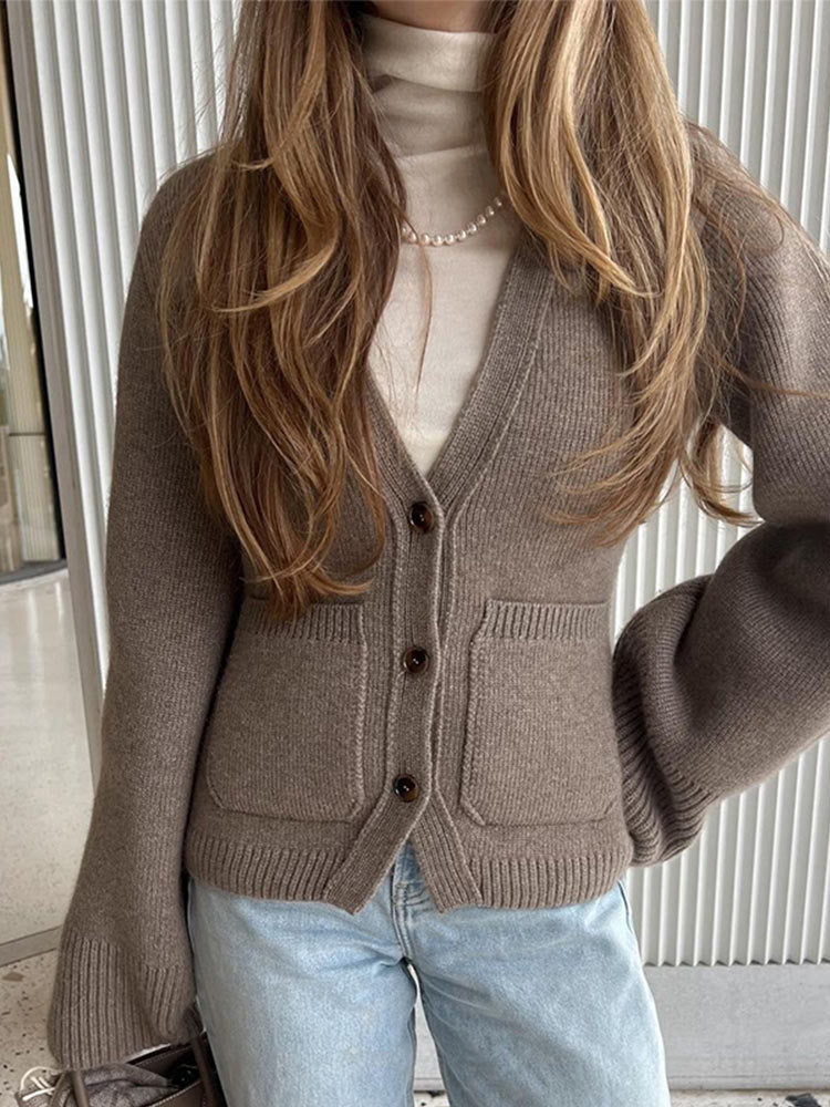 Damen Lässiger Strickcardigan mit schicker Knopfleiste und praktischen Taschen Drune